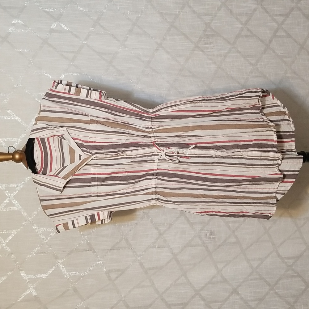 Japna Shirt Dress Womens Size Medium Striped Tie Waist